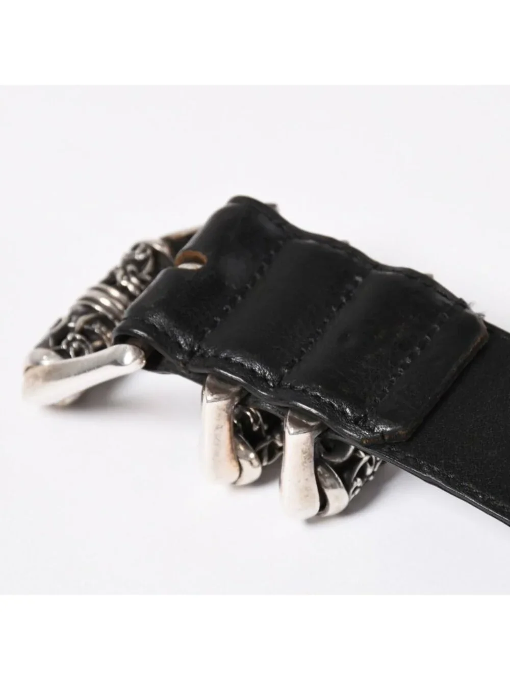 Chrome Hearts Blt Roller Belt 32 Black Leather 925 Sterling Silver